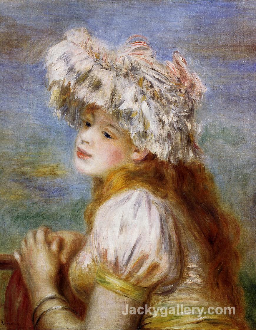 Girl in a Lace Hat by Pierre Auguste Renoir paintings reproduction